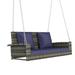 2-Person Wicker Hanging Porch Swing with Chains Cushion Pillow Front Porch Swing Outdoor Chair Rattan Swing Bench for Garden Backyard Pond