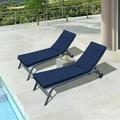 Outdoor Lounge Chair Cushions Set of 2 Comfy Replacement Patio Funiture Seat Cushions 2PCS Set Chaise Lounge Cushions for Patio Furniture Garden Home Office Decoration Blue Striped