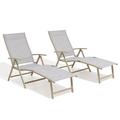 Crestlive Products 2PCS White Outdoor Lounge Chairs Aluminum Folding Adjustable Chaise