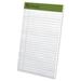 2Pc Earthwise by Ampad Recycled Paper Legal Pads Wide/Legal Rule 40 White 5 x 8 Sheets 6/Pack (40112)