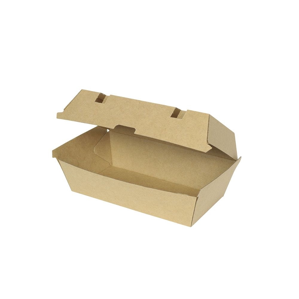 200x Snackbox m. Klappdeckel 205 x 107 x 77 mm ca. 600 ml ungeteilt braun Image