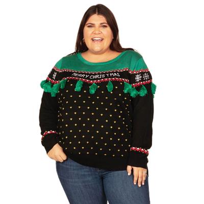 Women's Christmas Tree Tassel Plus Size Ugly Christmas Sweater