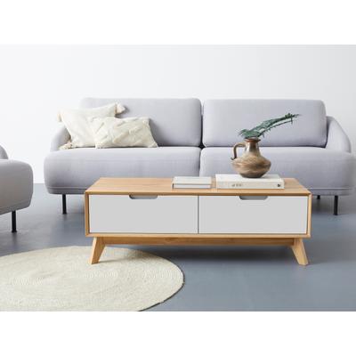 Couchtisch ANDAS "Pandrup", weiß (eiche, weiß, eiche), B:110cm H:37cm T:50cm, Tische, mit 2 Schubkasten, in verschiedenen Farben erhältlich, Höhe 37 cm Image