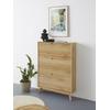 Schuhschrank ANDAS "Pandrup", braun (wotan eiche), B:89cm H:125cm T:24cm, MDF, Schränke, mit 3 Klappen, ca. 8 Paar Schuhe pro Klappe, Höhe 125 cm
