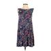 Ann Taylor LOFT Casual Dress - A-Line: Blue Paisley Dresses - Women's Size Small Petite - Print Wash