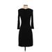 BCBGMAXAZRIA Casual Dress - Sheath Crew Neck 3/4 sleeves: Black Print Dresses - Women's Size Small