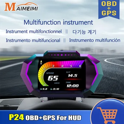 Affichage tête haute OBD + GPS HUD P24 pour voiture compteur de vitesse numérique température de