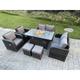 Fimous - Outdoor Rattan Gartenmöbel Set Sitzgruppe Lounge Sofa Set Gas Feuerstelle Esstisch Sets 2