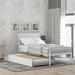 Twin Size Solid Wood Platform Bed with Twin Size Trundle Bed and Headboard
