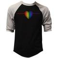 Men s Rainbow Heartbeat F203 Black/Gray Raglan Baseball T-Shirt 3X-Large