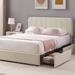 VECELO Upholstered Full/Queen Size Bed with 4 Storage Drawers and Headboard, No Box Spring Needed