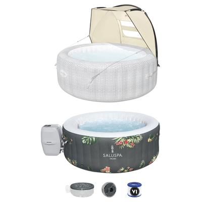 Bestway SaluSpa Sun Shade Canopy with Aruba SaluSpa Inflatable Outdoor Hot Tub - 55.45