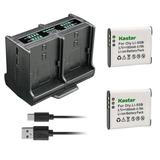 Kastar 2-Pack Battery and Quadruple Charger Compatible with Pentax D-Li92 Optio WG-10 Optio WG-20 Optio WG-30 Optio WG-40 Optio WG-50 Optio WG-60 Optio WG-70 Optio I-10 Optio RZ10 Optio RZ18