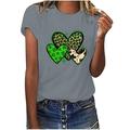 QIPOPIQ Women s Short Sleeve Crew Neck Shirts St. Patrick s Day T Shirts Shamrock T Shirt Green Shirt Heart Printed Shirts Tunic Tops Girls Tees Gift Holiday Shirts Tops Graphic Tees Deals