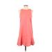 Ann Taylor LOFT Casual Dress - A-Line Crew Neck Sleeveless: Pink Print Dresses - Women's Size 4 Petite