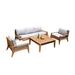 Teak Smith Noida Seating Group w/ Cushion Wood/Natural Hardwoods/Teak in Brown/White | 35 H x 81 W x 35 D in | Outdoor Furniture | Wayfair