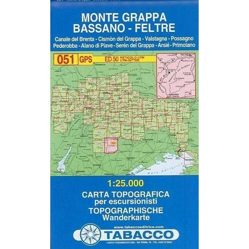 Tabacco topographische Wanderkarte Massiccio del Grappa – Bassano – Feltre