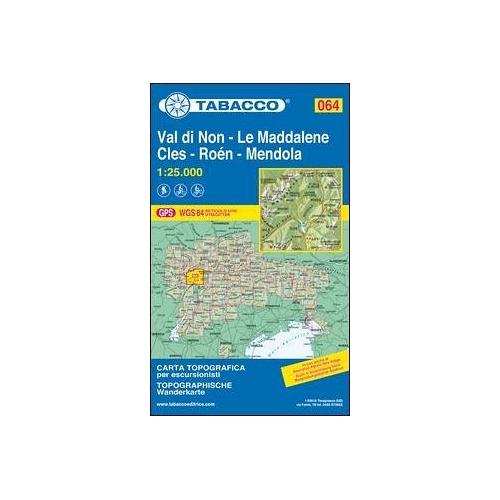 Tabacco topographische Wanderkarte Val di Non-LeMaddalene-Cles-Roen-Mendola