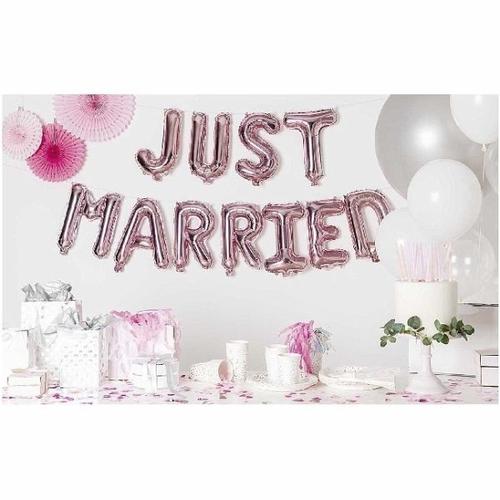 Folienballon Set Just Married, Rosa