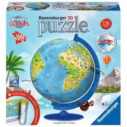 Ravensburger 3D Puzzle 11160 - Puzzle-Ball Kinderglobus in deutscher Sprache - 180 Teile - Puzzle-Ball Globus für Kinder ab 6 Jahren