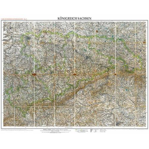 Historische Karte: Königreich SACHSEN im Deutschen Reich – um 1905 [gerollt]