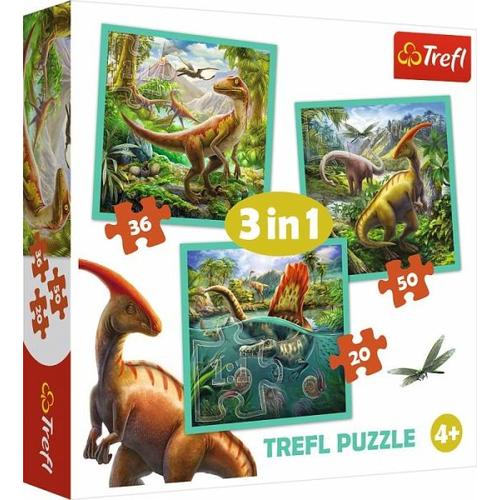 3 in 1 Puzzle - Dinosaurier (Kinderpuzzle) - Trefl