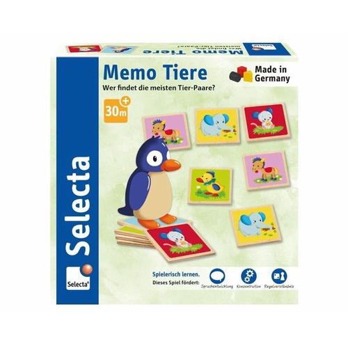 Selecta 63023 - Memo Tiere, Legespiel, Holz, 24 Teile - Schmidt Spiele / Selecta Spielzeug