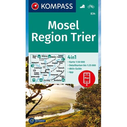 KOMPASS Wanderkarte 834 Mosel, Region Trier 1:50.000