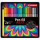 Premium-Filzstift - STABILO Pen 68 - ARTY - 20er Metalletui - mit 20 verschiedenen Farben