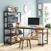 17 Stories Plovdiv 55" Large Computer Desk L-Shaped Desk w/ Wireless Charging & Bookshelf for Home Office Wood/Metal in Black | Wayfair