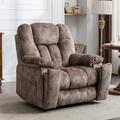 Red Barrel Studio® 41" Oversized Manual Chair - Heated Massage Recliner w/ Super Soft Padding Chair Microfiber/Microsuede in Brown | 37 W in | Wayfair