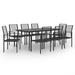 Corrigan Studio® Dillman Rectangular 8 - Person 74.8" L Outdoor Dining Set Glass/Metal in Black | 74.8 W x 35.4 D in | Wayfair