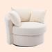 Barrel Chair - Ivy Bronx Ghalib Upholstered Swivel Barrel Chair Wood/Polyester in White/Black/Brown | 23.62 H x 40.1 W x 35.43 D in | Wayfair