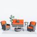 XIZZI Outdoor Rattan Woven Furniture 6-piece Set w/ Fire Pit in Orange | Wayfair CK056-YZGNTC-HOP3#-800