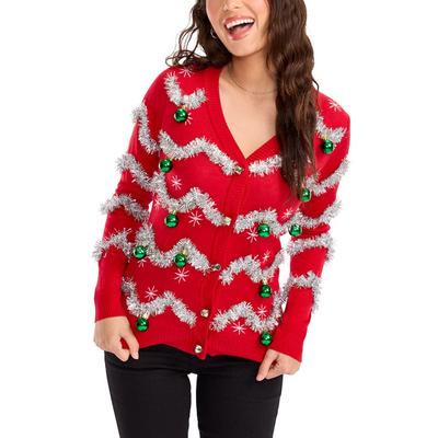 Women's Tinsel Ugly Christmas Cardigan Sweater