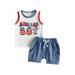 4th of July Toddler Baby Boy Clothes All American Boy Sleeveless Tank Tops Elastic Waist Shorts Set 2Pcs Memorial Day Outfit