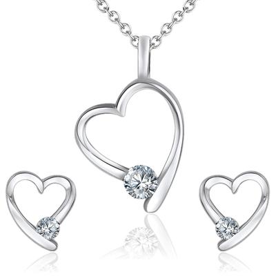 Lulu & Jane Schmuckset Herz Messing verziert mit Kristallen von Swarovski® in Silber 26,6 mm Damen