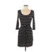 Banana Republic Factory Store Casual Dress - Sheath Scoop Neck 3/4 sleeves: Black Print Dresses - Women's Size X-Small