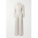 Norma Kamali - Belted Pleated Stretch-jersey Jumpsuit - Off-white