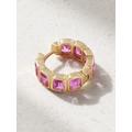 42 SUNS - 14-karat Gold Sapphire Single Hoop Earring - Pink