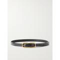 SAINT LAURENT - Snake-effect Leather Belt - Black