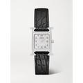 Hermès Timepieces - Heure H 25mm Small Stainless Steel, Alligator, Diamond And Mother-of-pearl Watch - Black