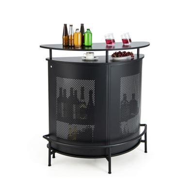 Costway 4-Tier Liquor Bar Table with 3 Glass Holders and Storage Shelves-Black