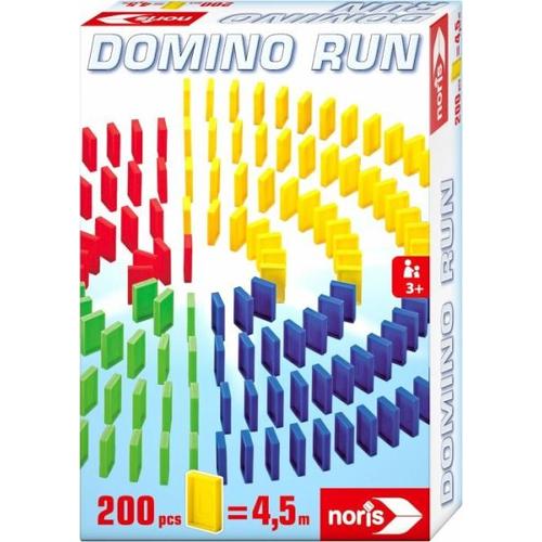 Noris 606065644 – Domino Run 200 Steine, Aktionsspiel, Geschicklichkeitsspiel – Noris Spiele