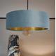 Large 45cm Duck Egg Blue Velvet Ultra Slim Lampshade with Gold Lining and XL LED Bulb Included