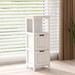 Winston Porter Kaia Freestanding Bathroom Cabinet Manufactured Wood in Brown/White | 35.43 H x 12.99 W x 12.99 D in | Wayfair