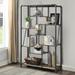 Williston Forge Pasadera 74.75" Height Metal Open-Back Bookcase in Black/Brown | 74.75 H x 47.63 W x 18.5 D in | Wayfair