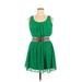 BCX dress Cocktail Dress - A-Line Scoop Neck Sleeveless: Green Print Dresses - Women's Size X-Large