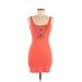 Moda International Casual Dress - Bodycon Scoop Neck Sleeveless: Orange Print Dresses - Women's Size X-Small