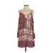 Lush Casual Dress: Burgundy Print Dresses - Women's Size Small